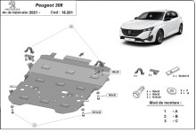 Acier plaque couvercle cache protection moteur Peugeot 4007 (2018-2026)