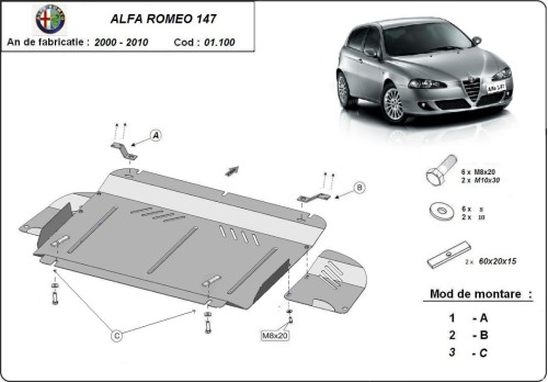 Stalowa Osłona pod silnik Alfa Romeo 147 (2000-2010)