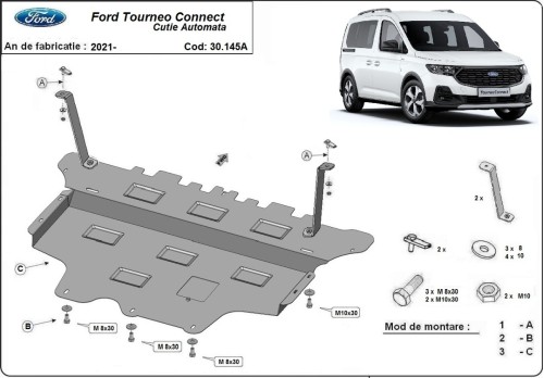 Stalowa Osłona pod silnik Ford Tourneo Connect- automatyczna skrzynia biegów (2021-2026)
