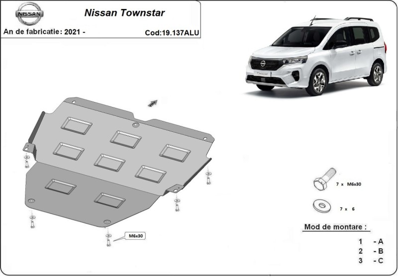 Aluminium Osłona pod silnik Nissan Townstar (2021-2026)