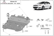 Acier plaque couvercle cache protection moteur Citroen Grand C4 SpaceTourer (2013-2018)