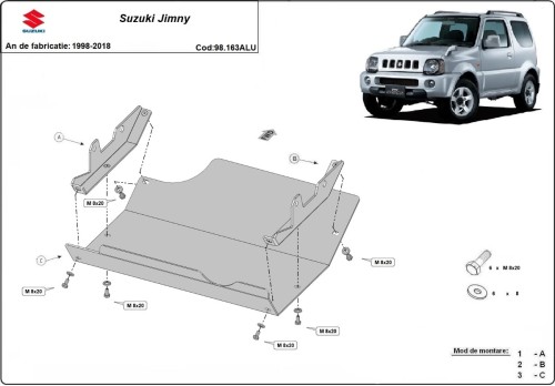 Stalowa Osłona pod silnik Suzuki Jimny - aluminium (1998-2018)