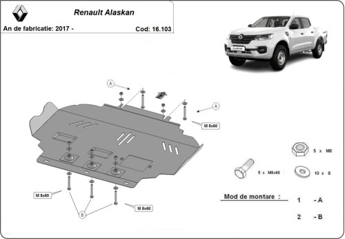 Acier plaque couvercle cache protection moteur Renault Austral (2017-2026)