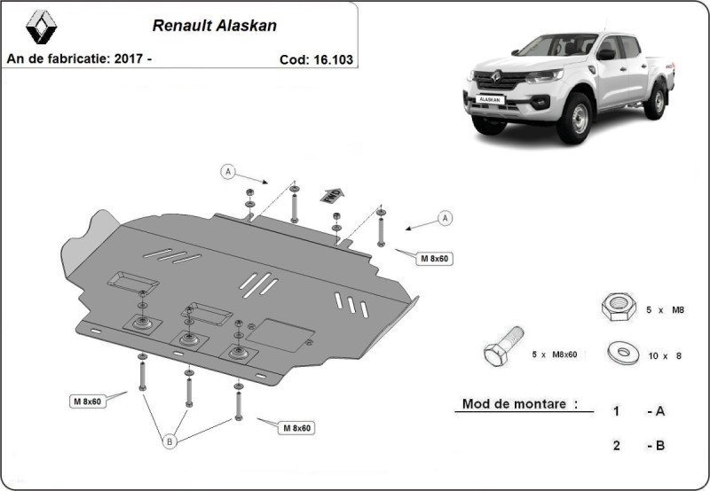 Acier plaque couvercle cache protection moteur Renault Austral (2017-2026)