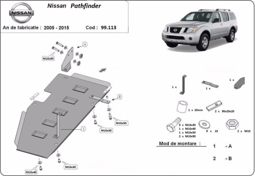 Stalowa Osłona zbiornika paliwa Nissan Pathfinder R51 (2005-2015)