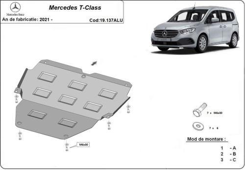 Aluminium Osłona pod silnik Mercedes T-Class (2021-2026)