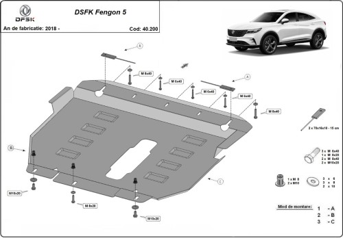 Stalowa Osłona pod silnik Dfsk Fengon 5 (2018-2026)