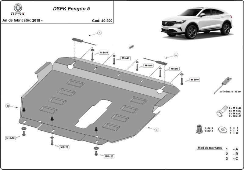 Acier plaque couvercle cache protection moteur Dfsk Fengon 5 (2018-2026)