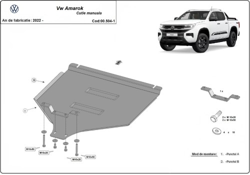 Acier plaque couvercle cache protection boîte de vitesses Volkswagen Amarok (2022-2026)
