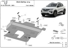 Acier plaque couvercle cache protection moteur Dacia Spring (2021-2024)