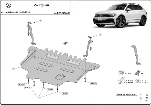Aluminium Osłona pod silnik VW Tiguan (2016-2024)