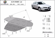 Acier plaque couvercle cache protection moteur Alfa Romeo 159 (2004-2011)