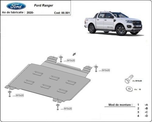 Stalowa Osłona skrzyni biegów Ford Ranger (2020-2023)