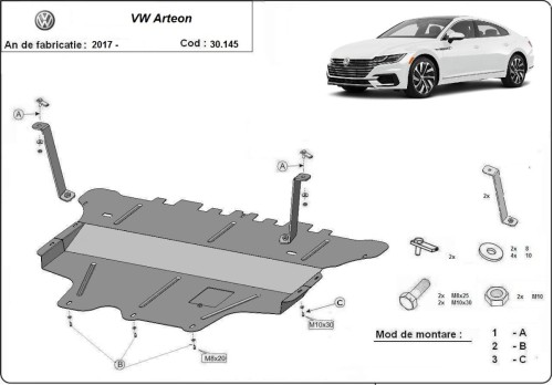 Stalowa Osłona pod silnik VW Passat Alltrack - reczna skrzynia biegow (2015-2023)