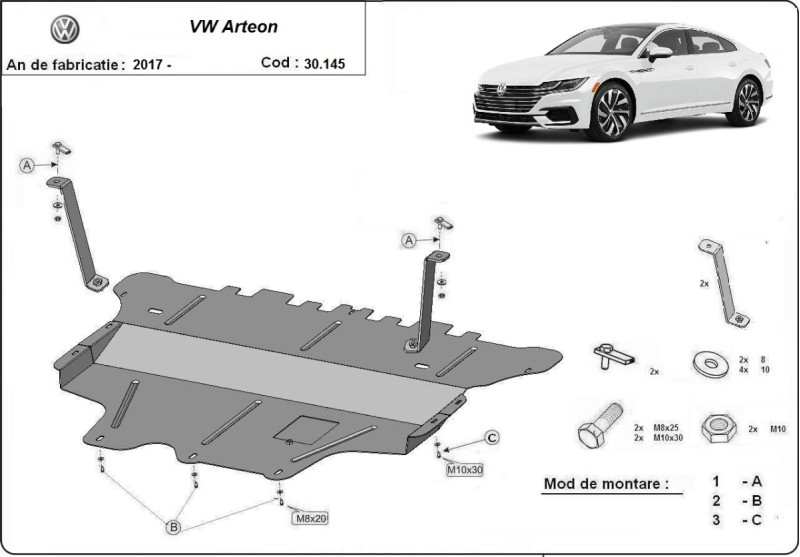 Acier plaque couvercle cache protection moteur VW Passat B5 2.5 TDI V6 (2015-2023)