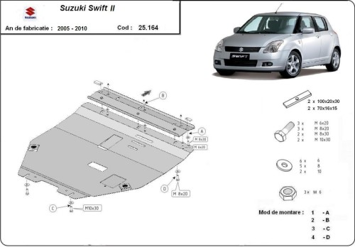 Acier plaque couvercle cache protection moteur Suzuki SX 4 (2005-2010)