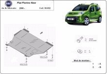 Acier plaque couvercle cache protection moteur Fiat Fiorino (2007-2021)