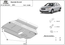 Acier plaque couvercle cache protection moteur Hyundai Accent (2005-2010)