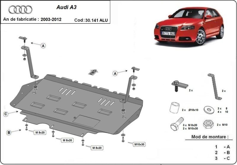 Aluminium Osłona pod silnik Audi A3 (2003-2012)