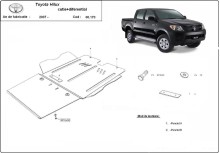 Acier plaque couvercle cache protection différentiel Toyota Hilux (2004-2015)