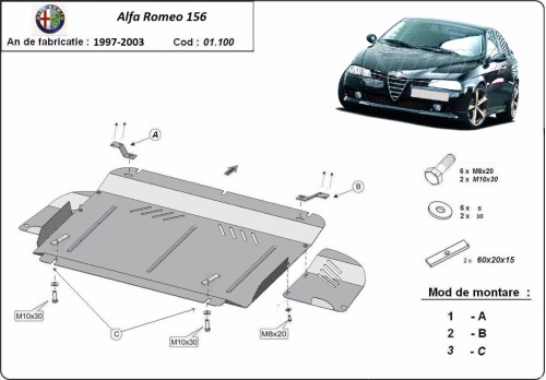 Stalowa Osłona pod silnik Alfa Romeo 156 (1997-2003)