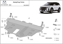Acier plaque couvercle cache protection moteur Ssangyong Musso Grand (2022-2026)