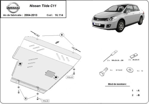 Stalowa Osłona pod silnik Nissan Tiida (2007-2011)