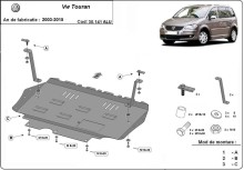 Aluminium plaque couvercle cache protection moteur Volkswagen Touran (2003-2015)