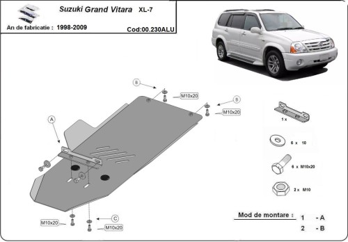 Stalowa Osłona skrzyni biegów Suzuki Grand Vitara XL7 - Aluminium (1998-2009)