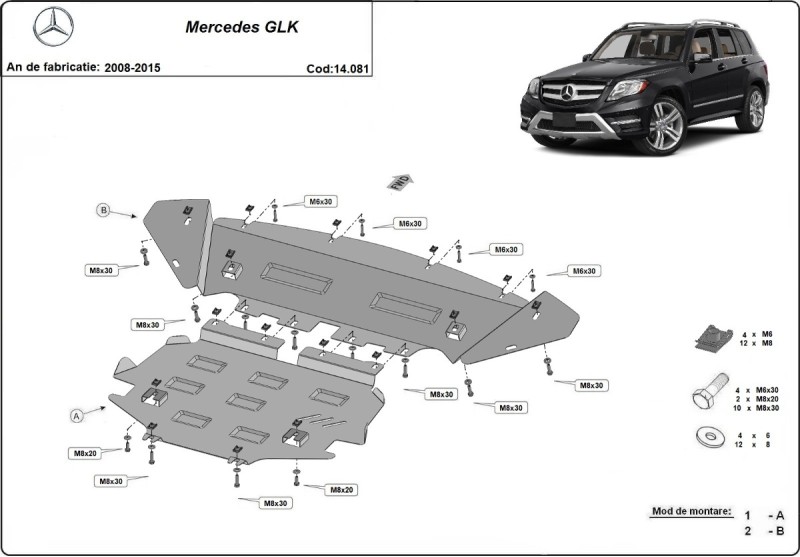 Acier plaque couvercle cache protection moteur Mercedes GLK (2008-2026)