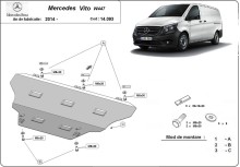 Acier plaque couvercle cache protection moteur Mercedes Vito W447, 2.2 D, 4x4 (2014-2026)