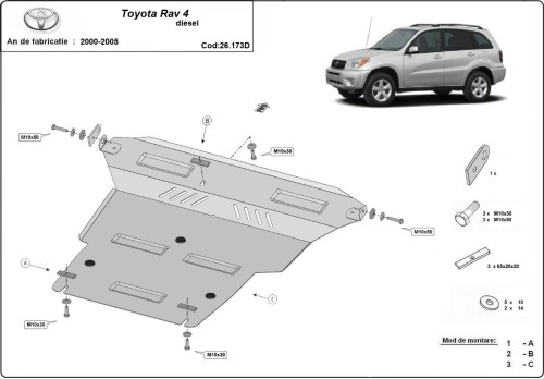 Stalowa Osłona pod silnik Toyota Rav4 Diesel (2000-2005)