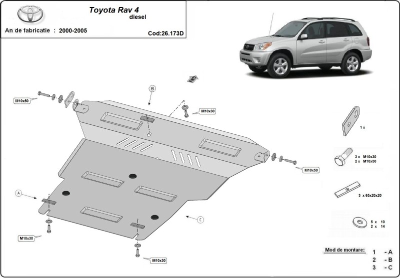 Acier plaque couvercle cache protection moteur Mercedes C-Class W204 (2000-2005)