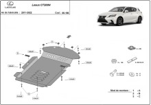 Acier plaque couvercle cache protection catalyseur Lexus CT (2011-2026)