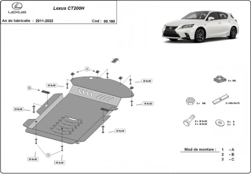 Stalowa Osłona pod katalizator Lexus CT200H (2011-2026)