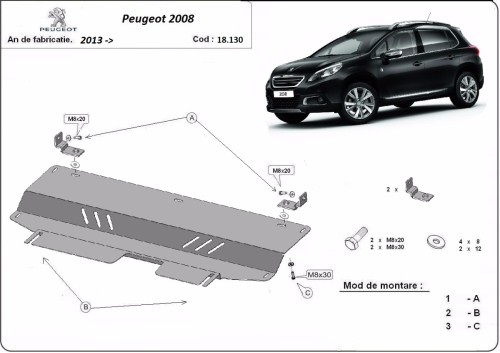 Stalowa Osłona pod silnik Peugeot 2008 (2013-2019)