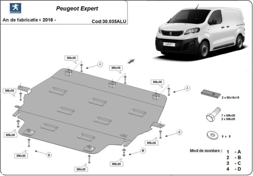 Stalowa Osłona pod silnik Peugeot Expert Aluminium (2016-2026)