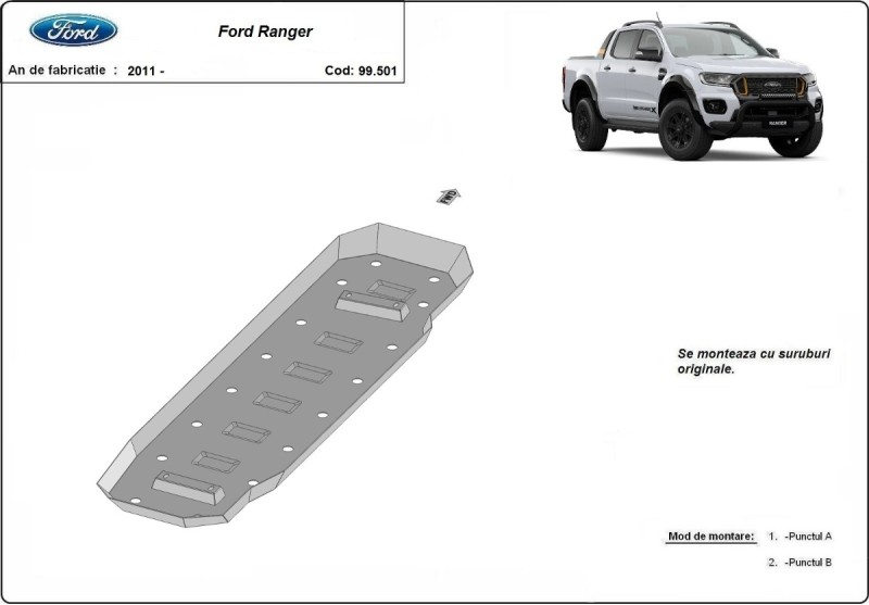 Stalowa Osłona zbiornika paliwa Ford Ranger (2011-2023)