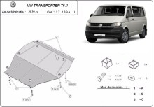 Aluminium plaque couvercle cache protection moteur Volkswagen Transporter (2019-2022)