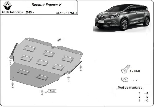 Aluminium Osłona pod silnik Renault Espace (2015-2026)