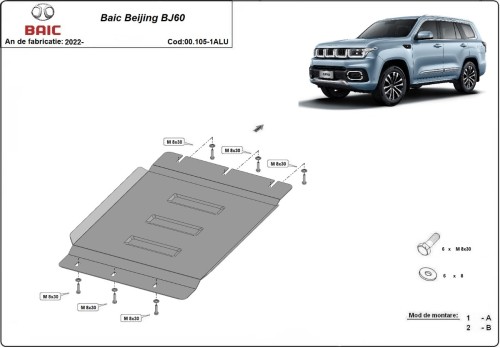Stalowa Osłona skrzyni biegów Baic Beijing BJ60 - Aluminium (2022-2026)