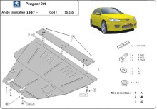 Acier plaque couvercle cache protection moteur Peugeot 308 (1994-2002)