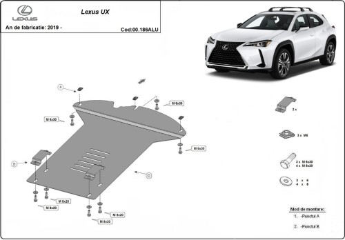 Aluminiowa osłona / blokada katalizatora do Lexusa UX (2019-2026) Aluminiowa osłona / blokada katalizatora do Lexusa UX (2019-2026)