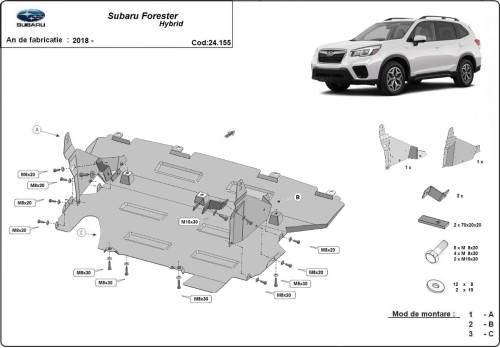Stalowa Osłona pod silnik Subaru Forester 5 Hybrid (2018-2026)