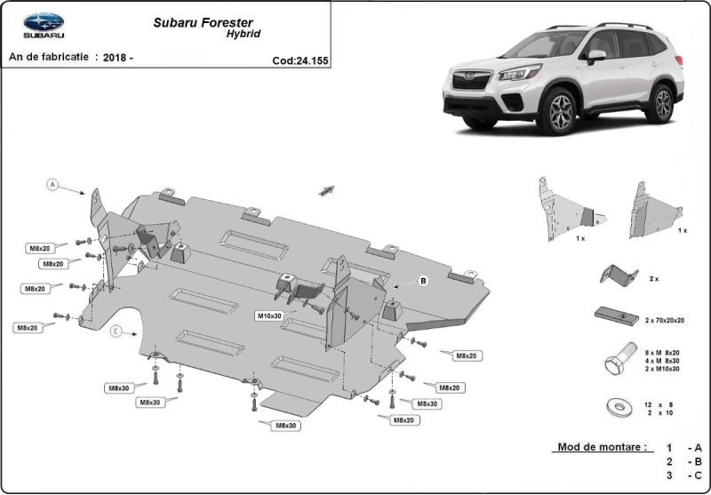 Stalowa Osłona pod silnik Subaru Forester 5 Hybrid (2018-2026)
