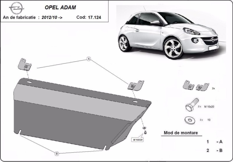 Stalowa Osłona pod silnik Opel Adam (2012-2019)