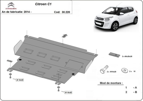 Stalowa Osłona pod silnik Citroen C1 (2014-2022)