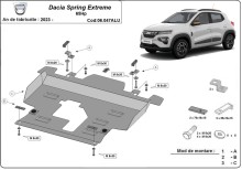 Aluminium plaque couvercle cache protection moteur Dacia Spring (2023-2026)