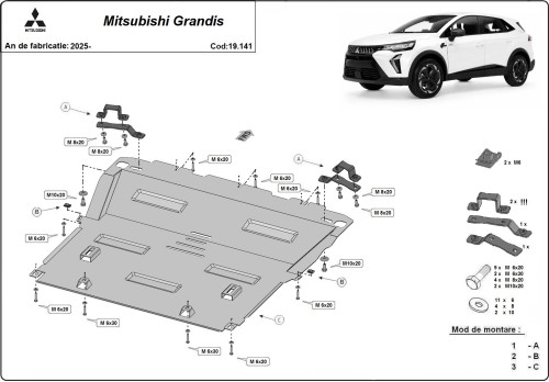 Stalowa Osłona pod silnik Mitsubishi Grandis (2025-2026)