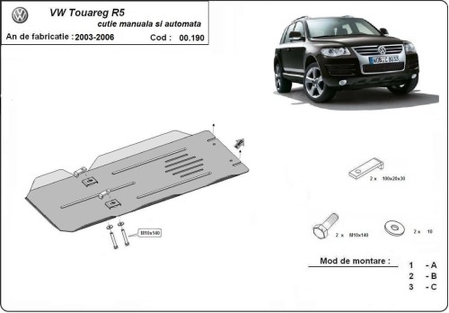 Stalowa Osłona skrzyni reczna skrzynia biegów i automatyczne VW Touareg 7L (2003-2006)